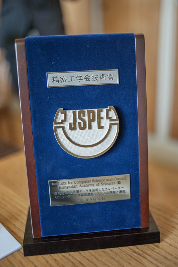 Dr. Gábor Erdős was awarded by the Japan Society for Precision Engineering